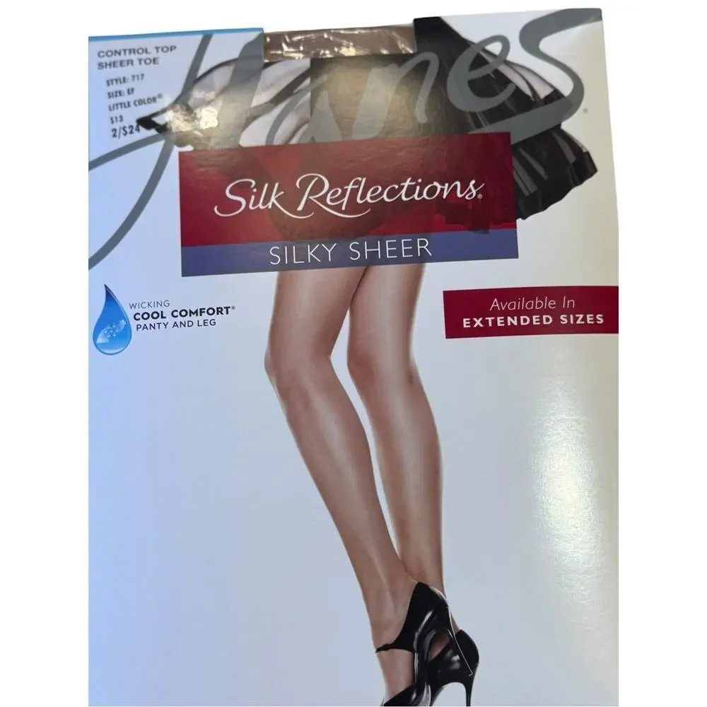 Hanes Silk Reflections Sheer Hosiery - Nude/Tan Size EF - Buff & Little Color